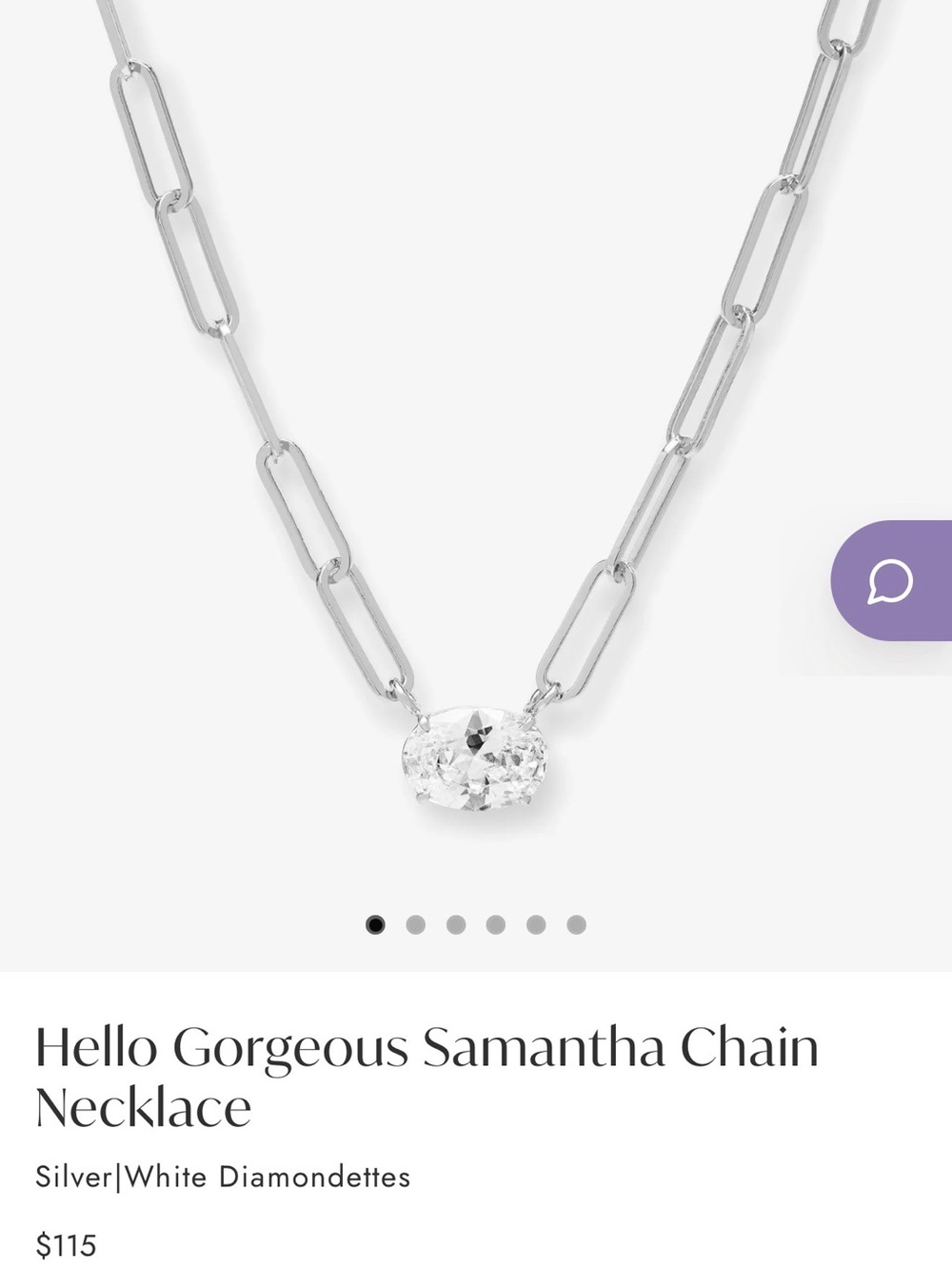 Melinda Maria Silver Chain Necklace with Clear Stone